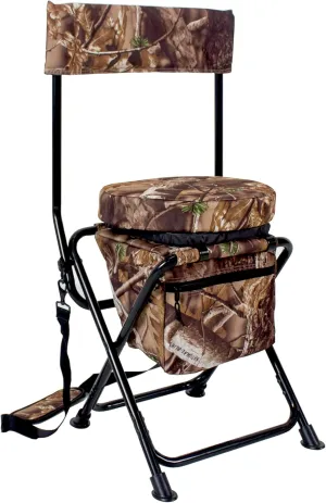 AUSCAMOTEK 360-Degree Swivel Hunting Chair with Thick Cushion - Foldable and Portable Camo Chair for Outdoor Hunting-Woodland Camo