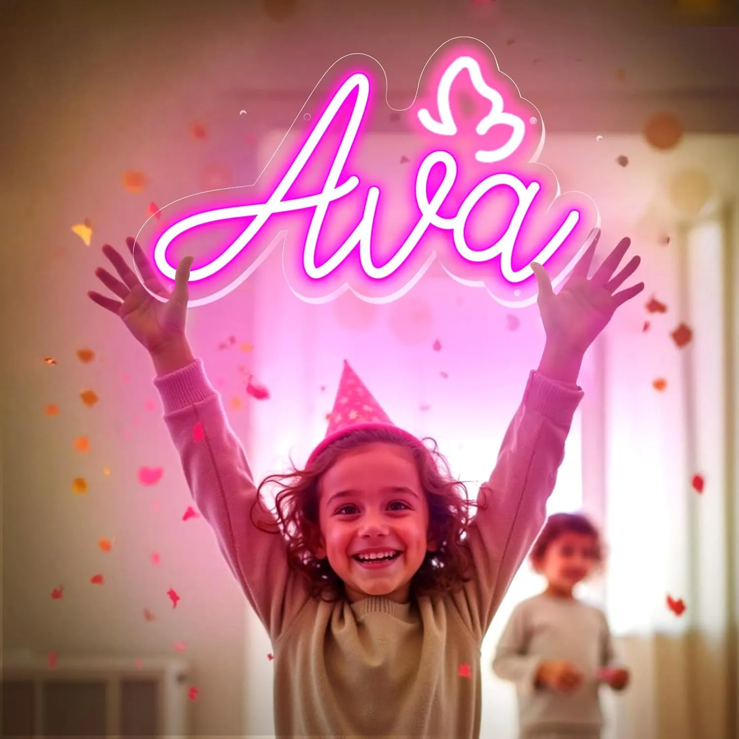 Ava Name Neon Sign, Birthday Gifts for Kids Teens Girls Boys, Ava Neon Signs for Wall Decor, USB LED Dimmer Neon Lights for Bedroom Dorm Room