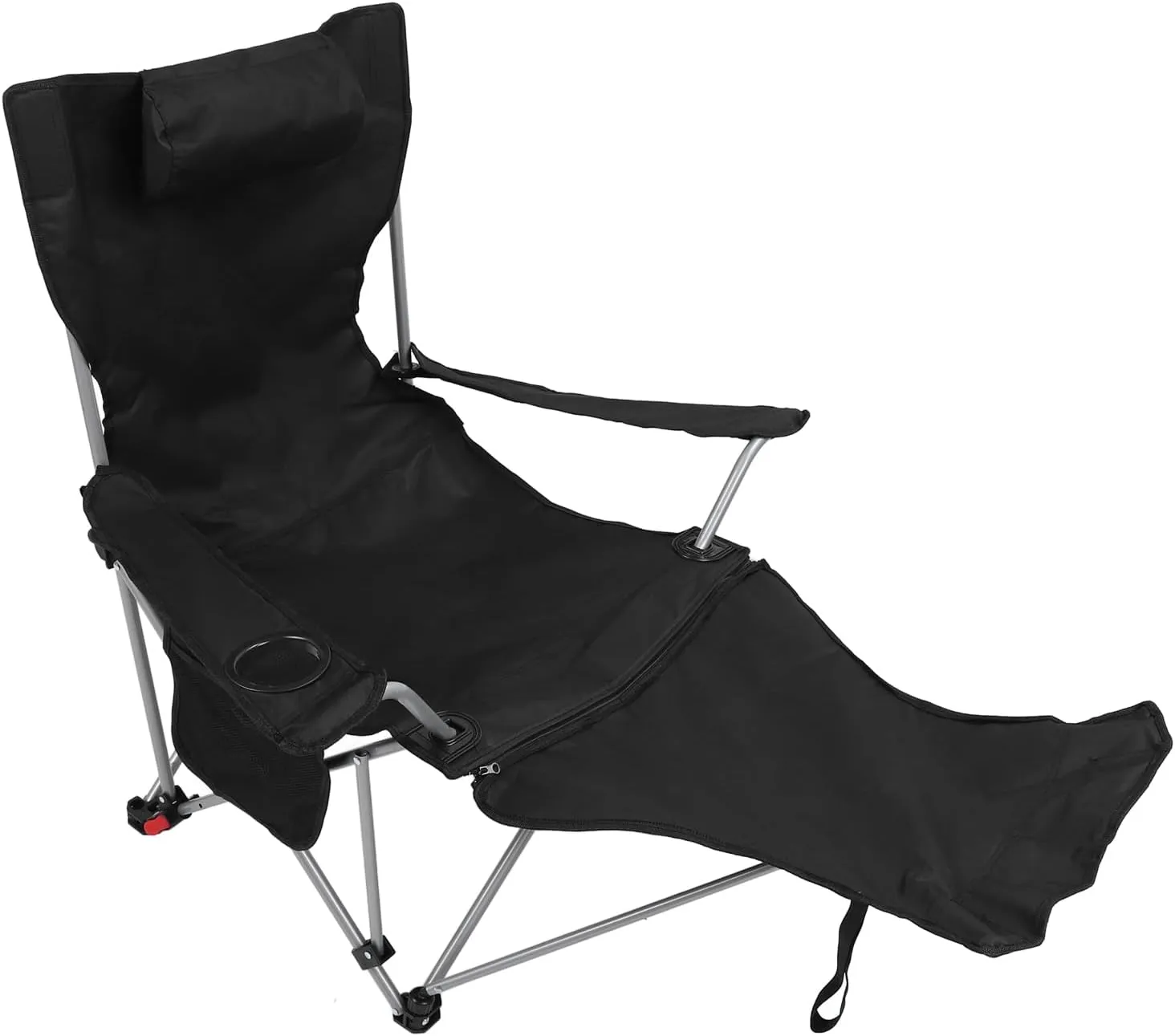 AYNEFY Camping Reclining Chair, Adjustable Backrest & Detachable Footrest, Portable Lounge Chair for Outdoor Camping, BBQ, Hiking, 900D Oxford Cloth, 150kg Capacity (Black)