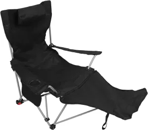 AYNEFY Camping Reclining Chair, Adjustable Backrest & Detachable Footrest, Portable Lounge Chair for Outdoor Camping, BBQ, Hiking, 900D Oxford Cloth, 150kg Capacity (Black)