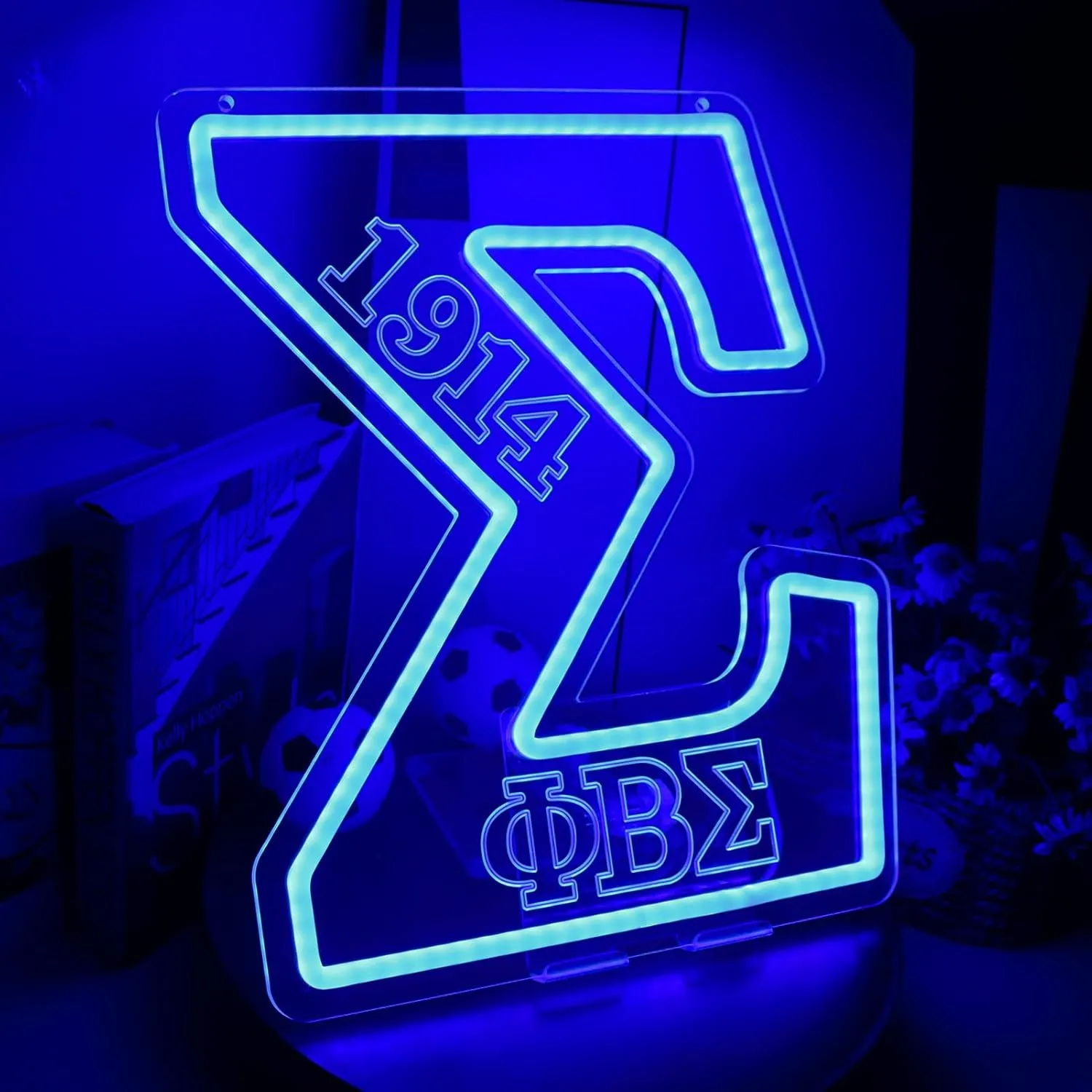 ΦBΣ Fraternity Neon Signs Dimmable 1914 Sigma Greek LED Neon Lights for Wall Decor, Sigma Fraternity Neon Lights with USB Power Paraphernalia LED Signs for Birthday Party Decor