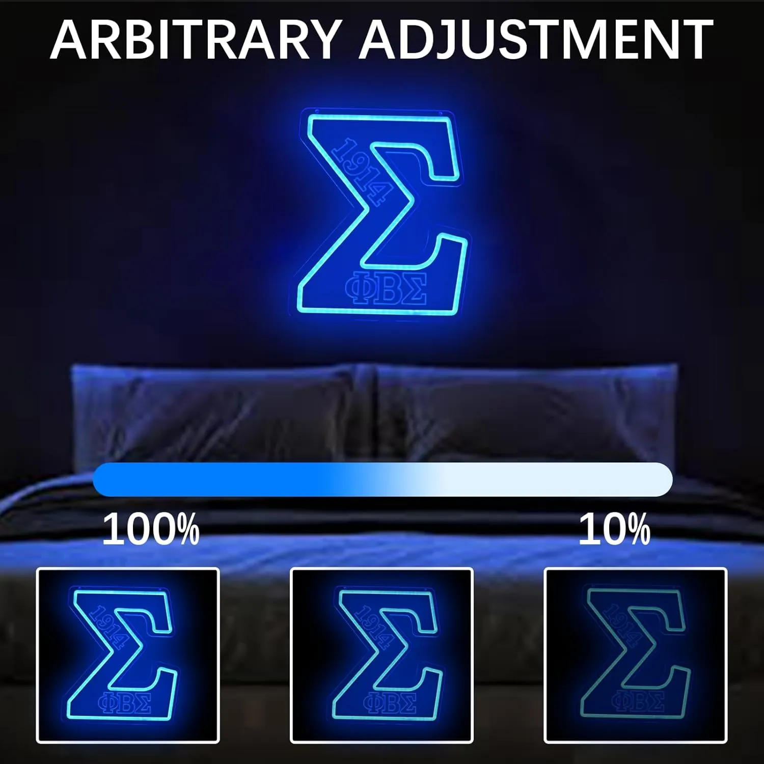 ΦBΣ Fraternity Neon Signs Dimmable 1914 Sigma Greek LED Neon Lights for Wall Decor, Sigma Fraternity Neon Lights with USB Power Paraphernalia LED Signs for Birthday Party Decor
