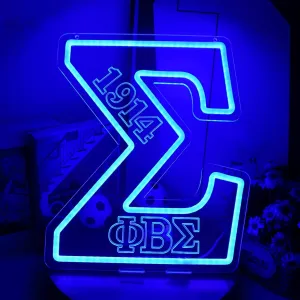 ΦBΣ Fraternity Neon Signs Dimmable 1914 Sigma Greek LED Neon Lights for Wall Decor, Sigma Fraternity Neon Lights with USB Power Paraphernalia LED Signs for Birthday Party Decor