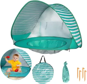 Baby Beach Tent with Pool, UPF 50  Sun Shelter for Kids, Parks and Beach Shade Portable Mini Pool