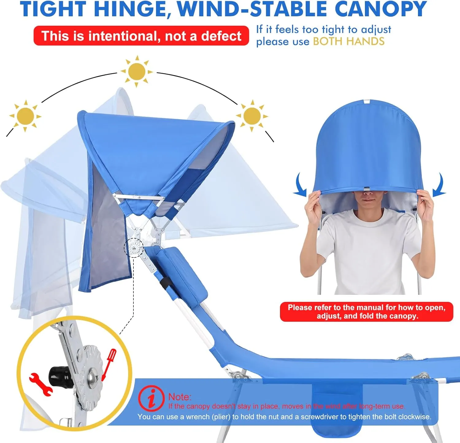 Backpack Beach Tanning Chair with Canopy Sun Shade & Face Hole, 6 Position Folding Lounge Sun Chair for Adults Outside Reading Sunbathing Poolside Camping Lawn, UPF 50 , 2 Pack, Patent Design