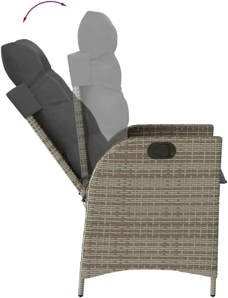 Backyard Chairs Camping Chair Outdoor Chairs Lounge Chair - Reclining Patio Chair with Cushions Gray Poly Rattan for Park Beaches Outside Terrace