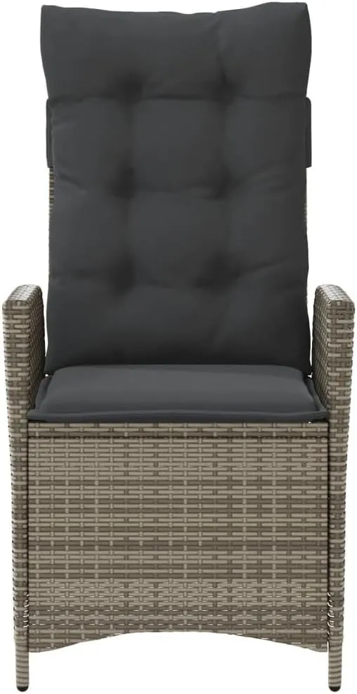 Backyard Chairs Camping Chair Outdoor Chairs Lounge Chair - Reclining Patio Chair with Cushions Gray Poly Rattan for Park Beaches Outside Terrace