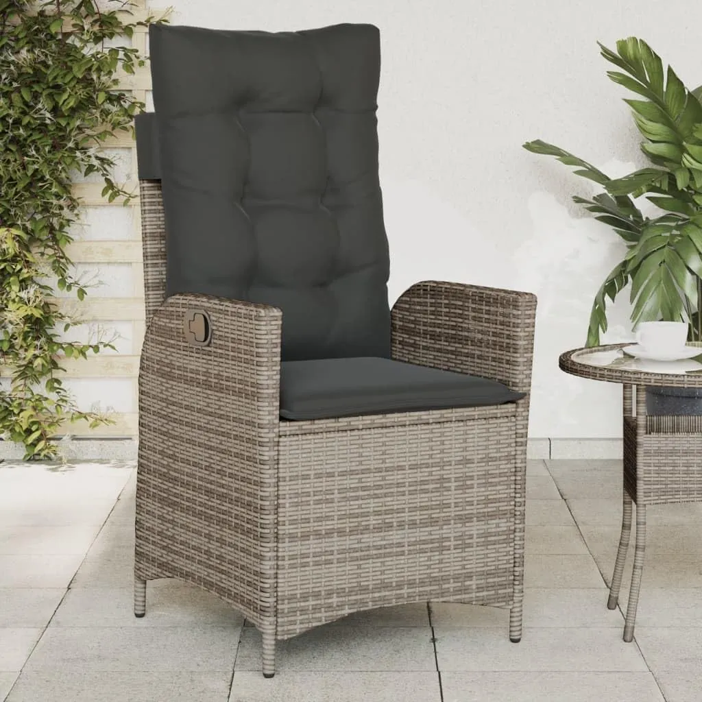 Backyard Chairs Camping Chair Outdoor Chairs Lounge Chair - Reclining Patio Chair with Cushions Gray Poly Rattan for Park Beaches Outside Terrace