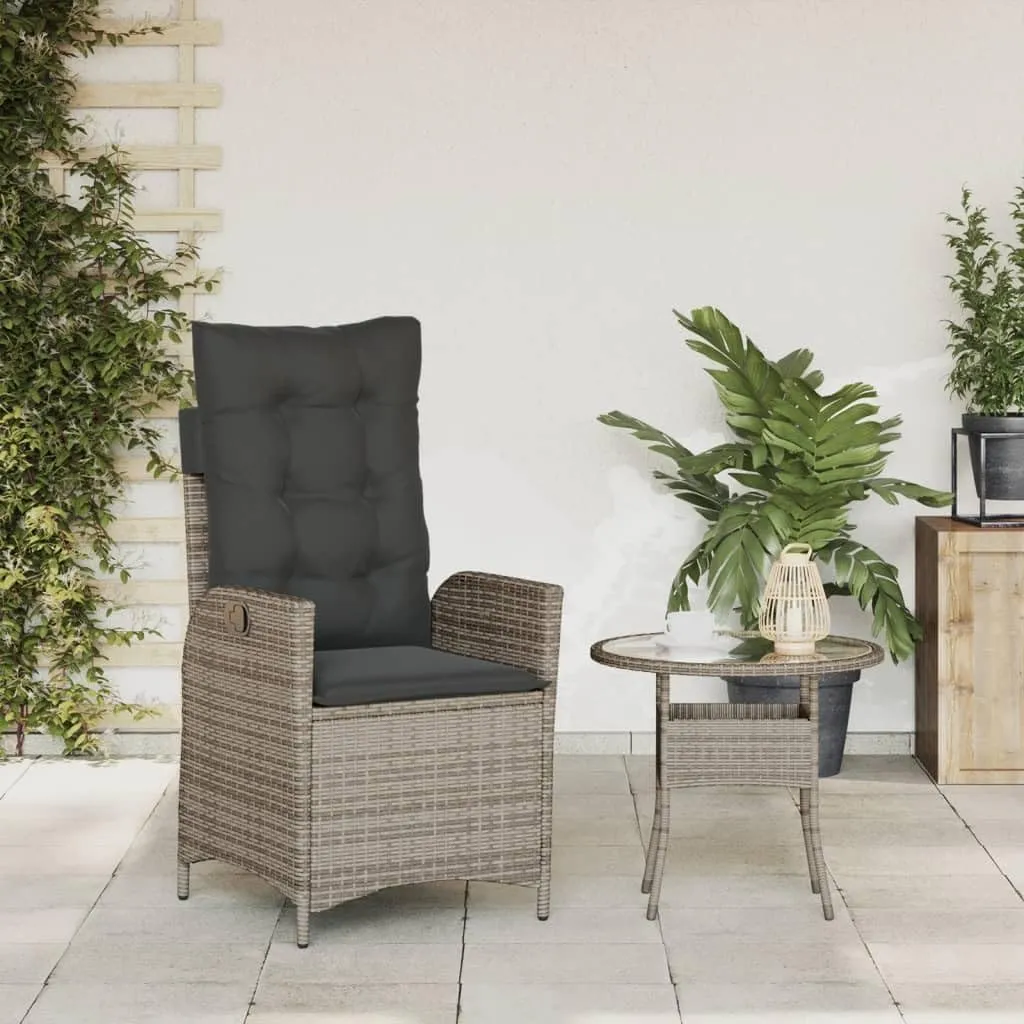 Backyard Chairs Camping Chair Outdoor Chairs Lounge Chair - Reclining Patio Chair with Cushions Gray Poly Rattan for Park Beaches Outside Terrace