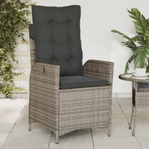 Backyard Chairs Camping Chair Outdoor Chairs Lounge Chair - Reclining Patio Chair with Cushions Gray Poly Rattan for Park Beaches Outside Terrace