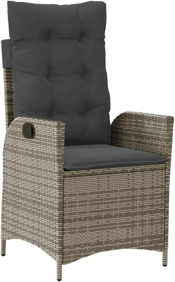 Backyard Chairs Camping Chair Outdoor Chairs Lounge Chair - Reclining Patio Chair with Cushions Gray Poly Rattan for Park Beaches Outside Terrace
