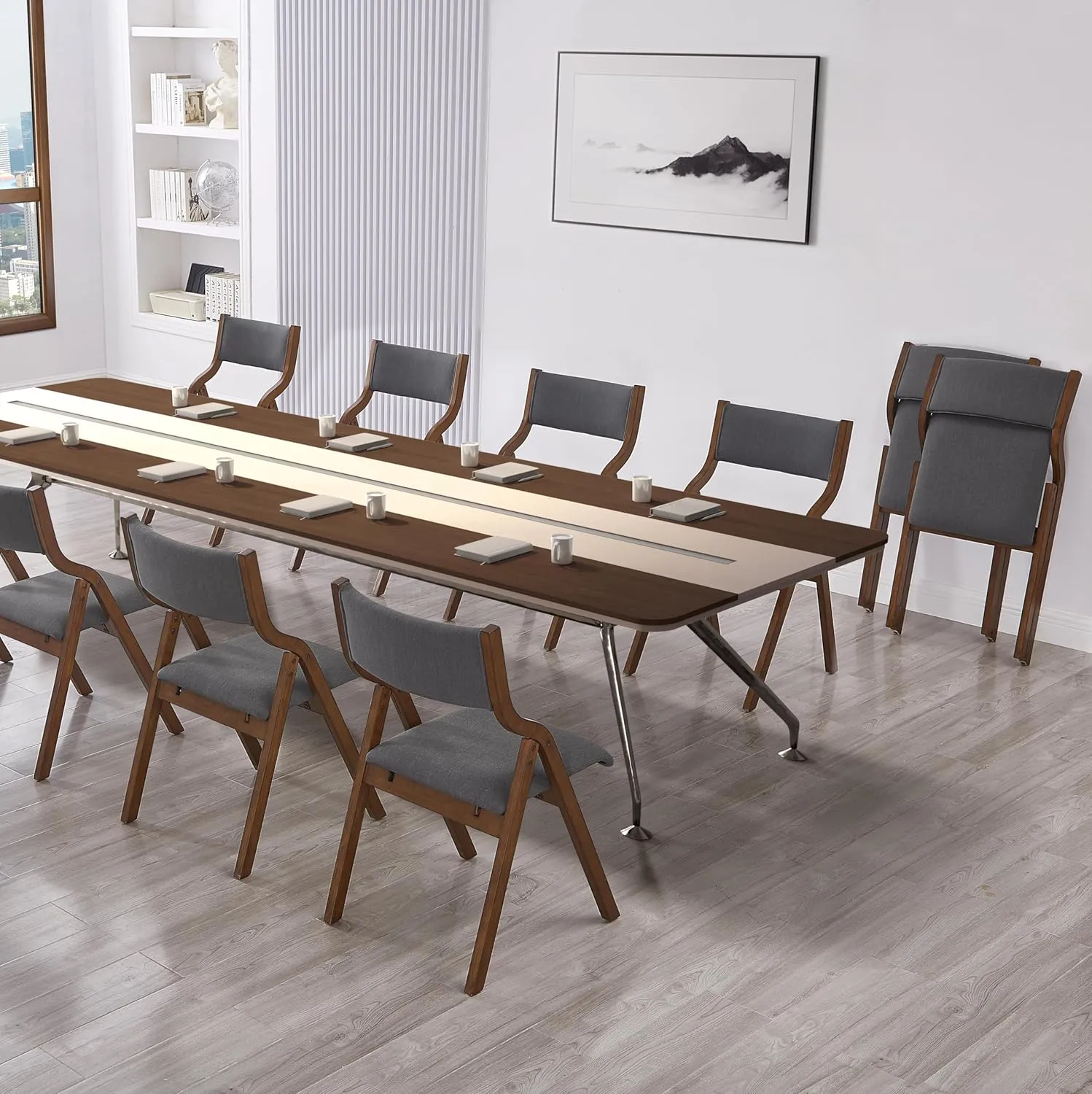 Ball & Cast Modern Folding Chairs Foldable Dining Chairs Set of 2, 18" Seat Height, Dark Grey