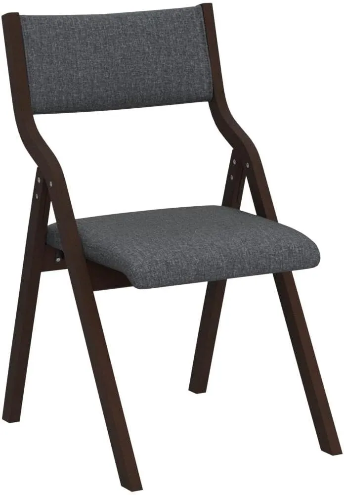 Ball & Cast Modern Folding Chairs Foldable Dining Chairs Set of 2, 18" Seat Height, Dark Grey