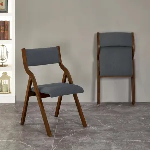 Ball & Cast Modern Folding Chairs Foldable Dining Chairs Set of 2, 18" Seat Height, Dark Grey
