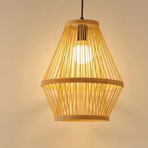 Bamboo Cage Pendant Light with Single Bulb for Modern Décor