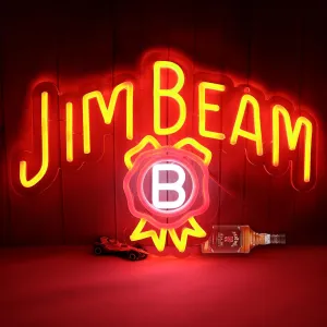 Bar Neon Sign, Jim Beam Whiskey LED Neon Light for Wall Decor, USB Powered Neon Signs, Acrylic Neon Lights for Man Cave, Bedroom, Home Bar, Store, Club, Bistro, Party, Gifts