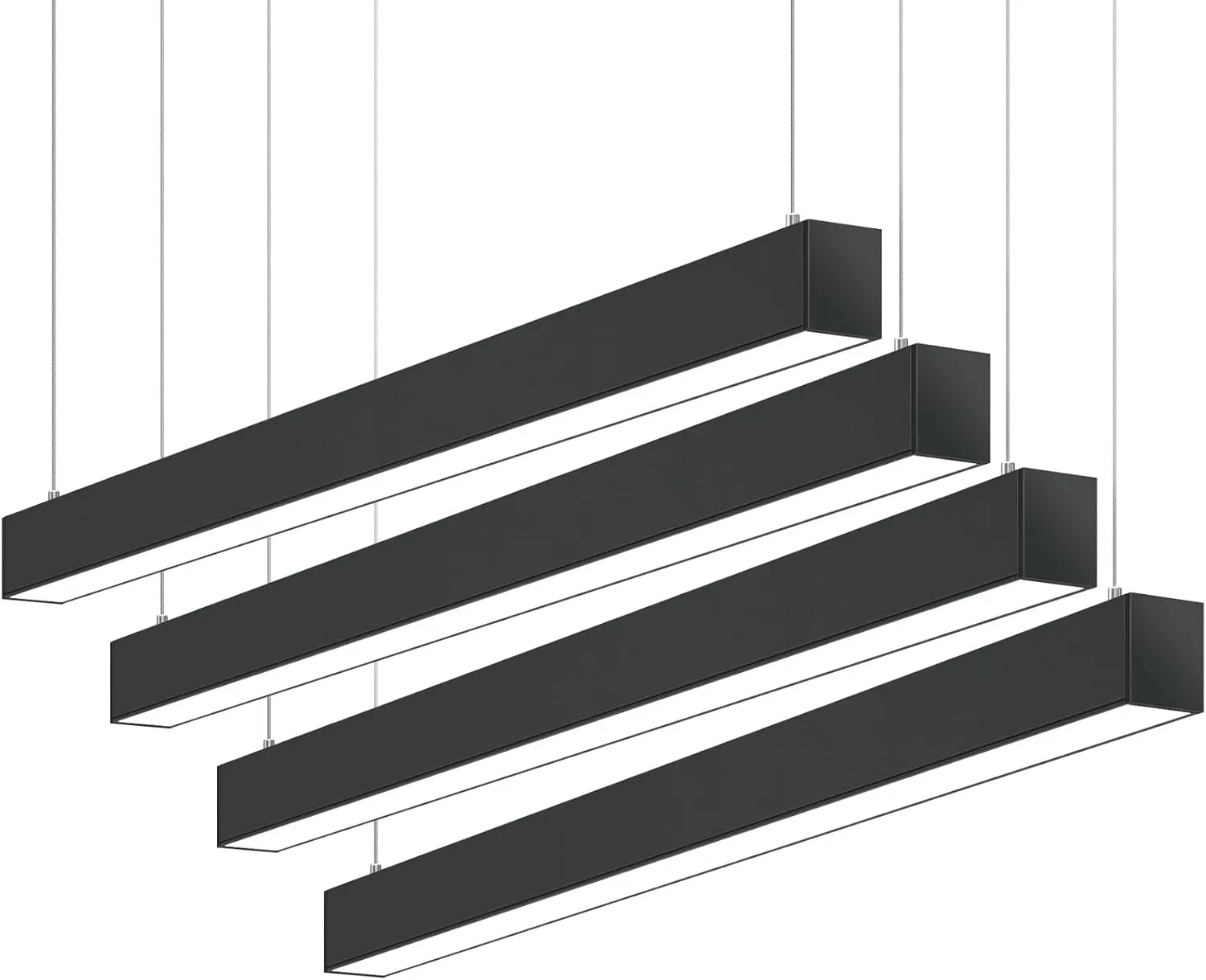 Barrina 5568 DIP Switch Series 4FT LED Linear Light, 2nd-Generation, Seamless Connection, 30/36/45W, Color Changeable 2700K/4000K/5000K, Linkable Light Fixture for Office and Shop, Black, 4 Packs