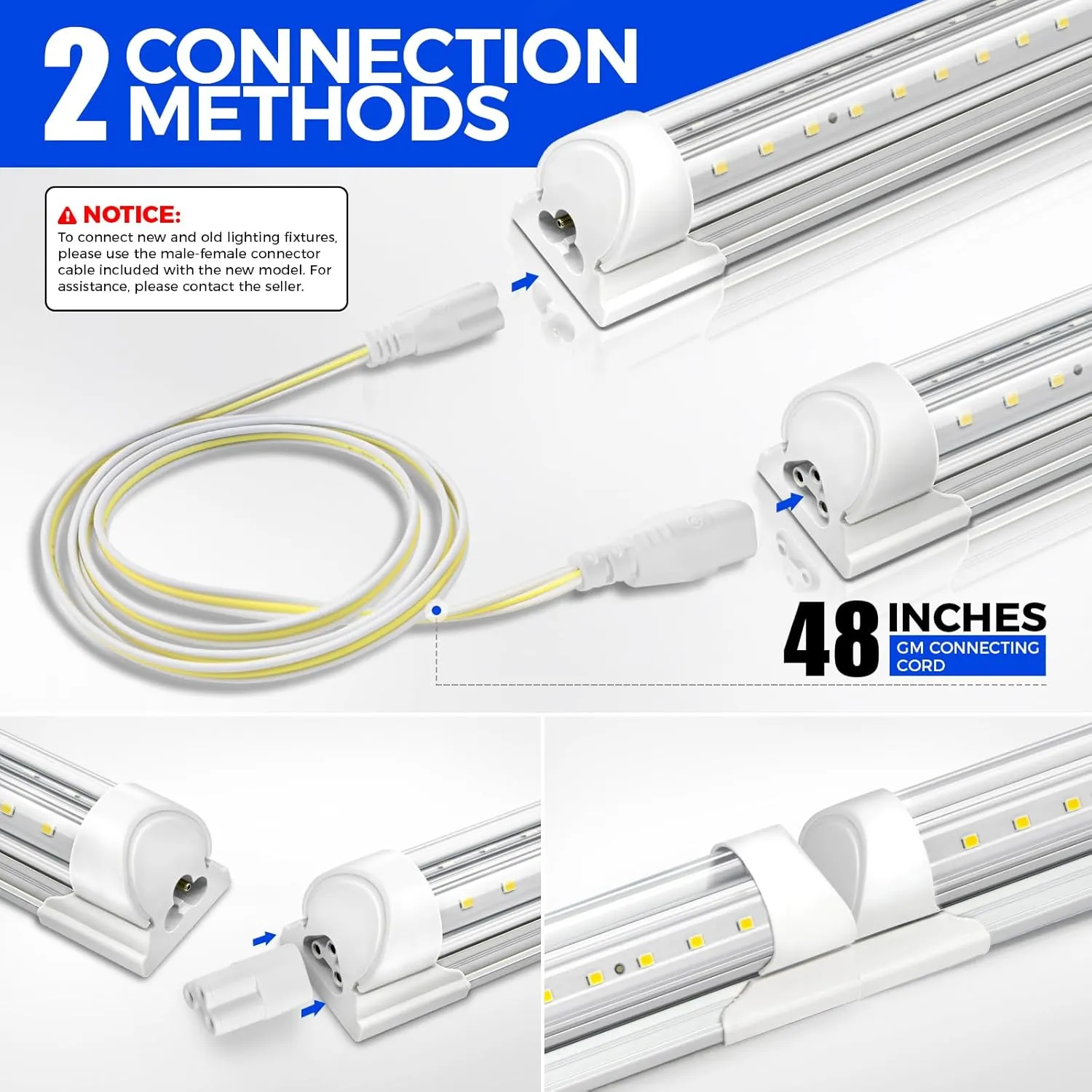 Barrina LED Shop Light 2FT, 20W 3000LM 6500K, T8 LED Light Fixture, Clear Cover, Ceiling and Utility Linkable Tube Lights for Room, Garage, Workbench, Warehouse, 2 Packs