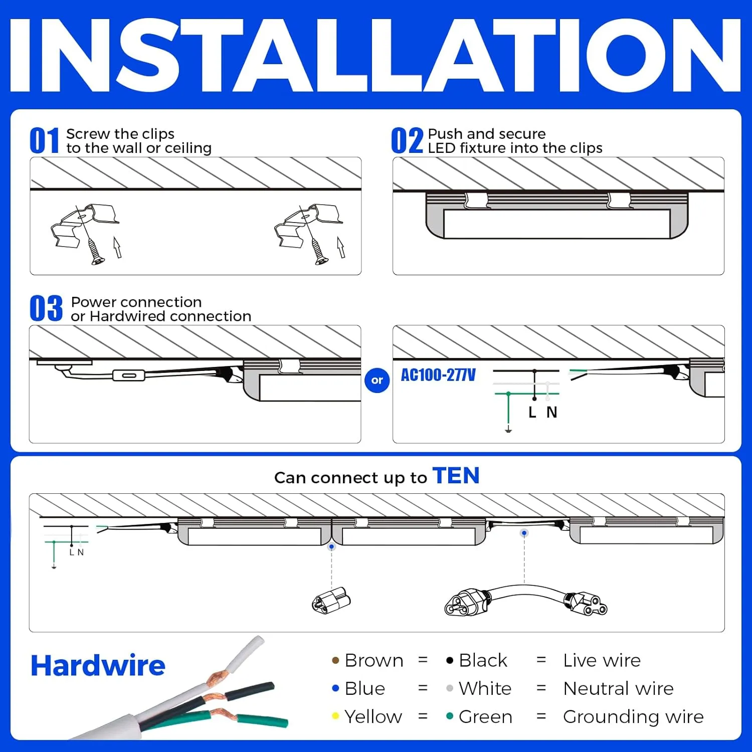 Barrina LED Shop Light 2FT, 20W 3000LM 6500K, T8 LED Light Fixture, Clear Cover, Ceiling and Utility Linkable Tube Lights for Room, Garage, Workbench, Warehouse, 2 Packs