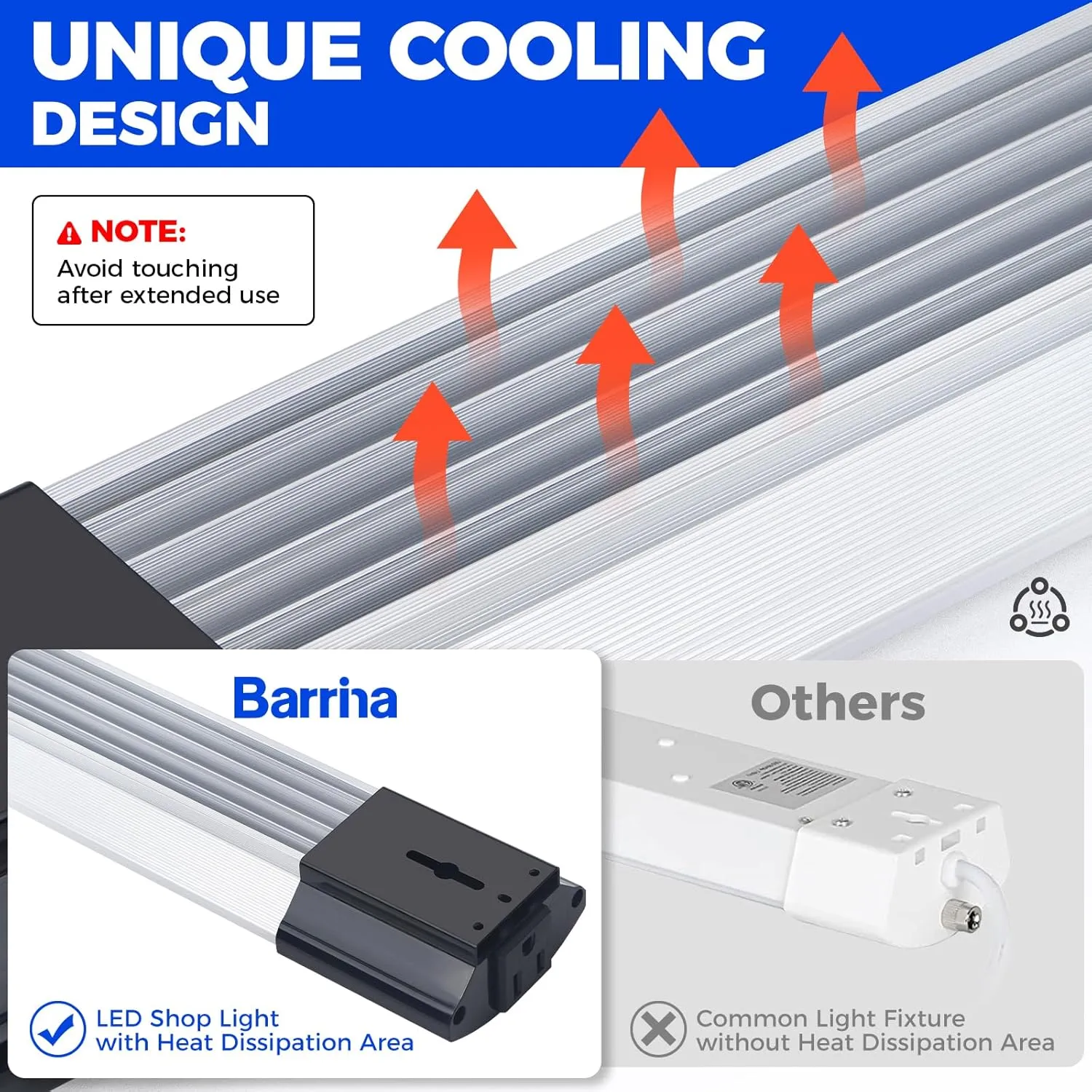 Barrina LED Shop Light for Garage, 10000LM, 84W, 4FT, 5000K Linkable Light Fixture for Workshop, Basement, Hanging or Flush Mount, Heat Dissipation with Pull Chain Switch, ETL,1 Pack