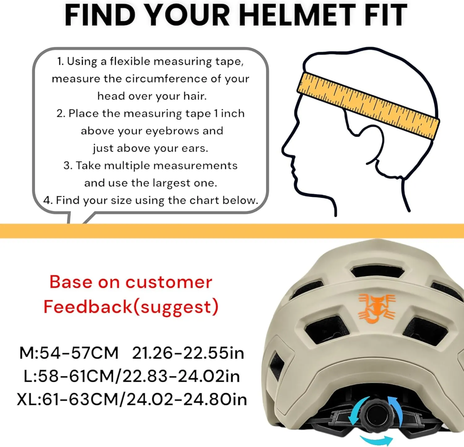 BATFOX Bike Helmet,Mountain Bike Helmet Helmets for Men Women Adults Youth