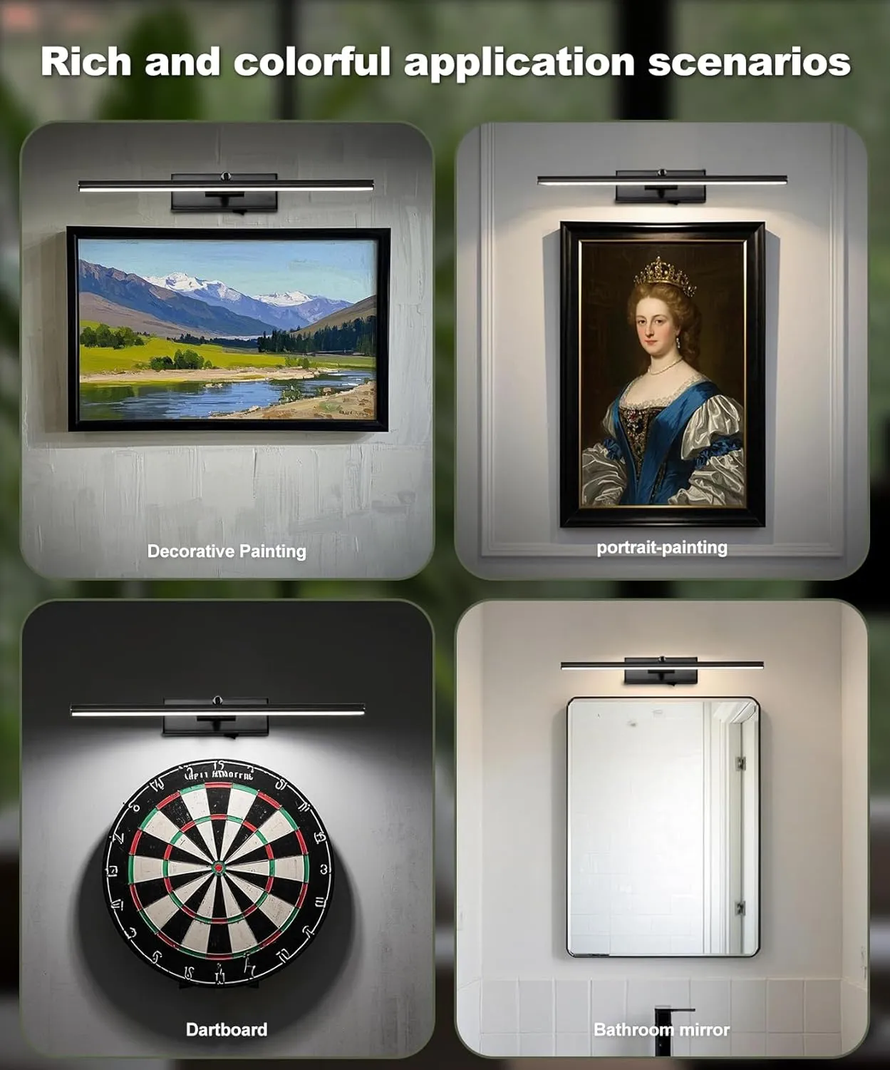 Battery Operated Picture Light with Wireless Remote 3CCT Dimmable Black Wall Art Lights for Paintings Rechargeable Home Decor Gallery Light 16'' Artwork Lighting for Canvas Timer Function