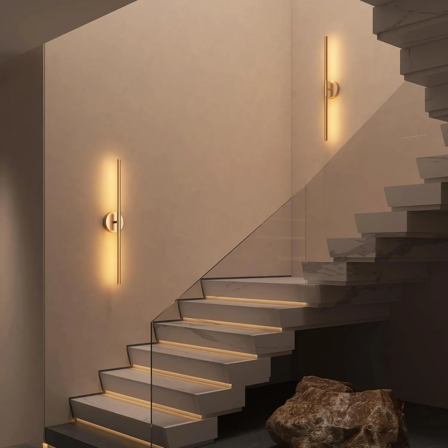 Battery Operated Wall Sconces Set of 2, 360°Rotation Wireless Rechargeable Wall Lights: Dimmable Detachable Wall Lamp with Remote Control, 3000K-6000K Infinite Dimming Wall Sconce 27.6 Inch