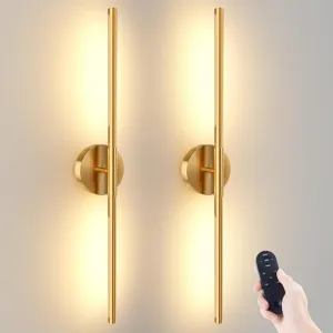 Battery Operated Wall Sconces Set of 2, 360°Rotation Wireless Rechargeable Wall Lights: Dimmable Detachable Wall Lamp with Remote Control, 3000K-6000K Infinite Dimming Wall Sconce 27.6 Inch