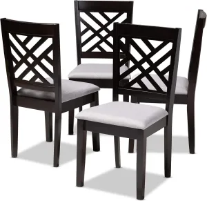 Baxton Studio Caron Dining Chair - Gray Fabric Upholstered, Espresso Brown Finished Wood