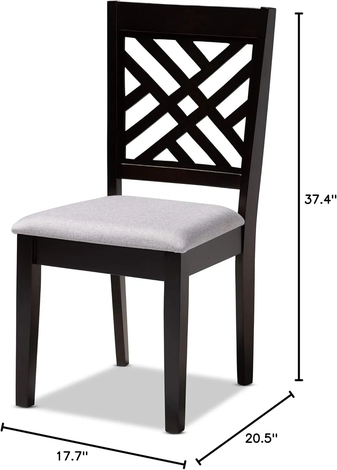 Baxton Studio Caron Dining Chair - Gray Fabric Upholstered, Espresso Brown Finished Wood
