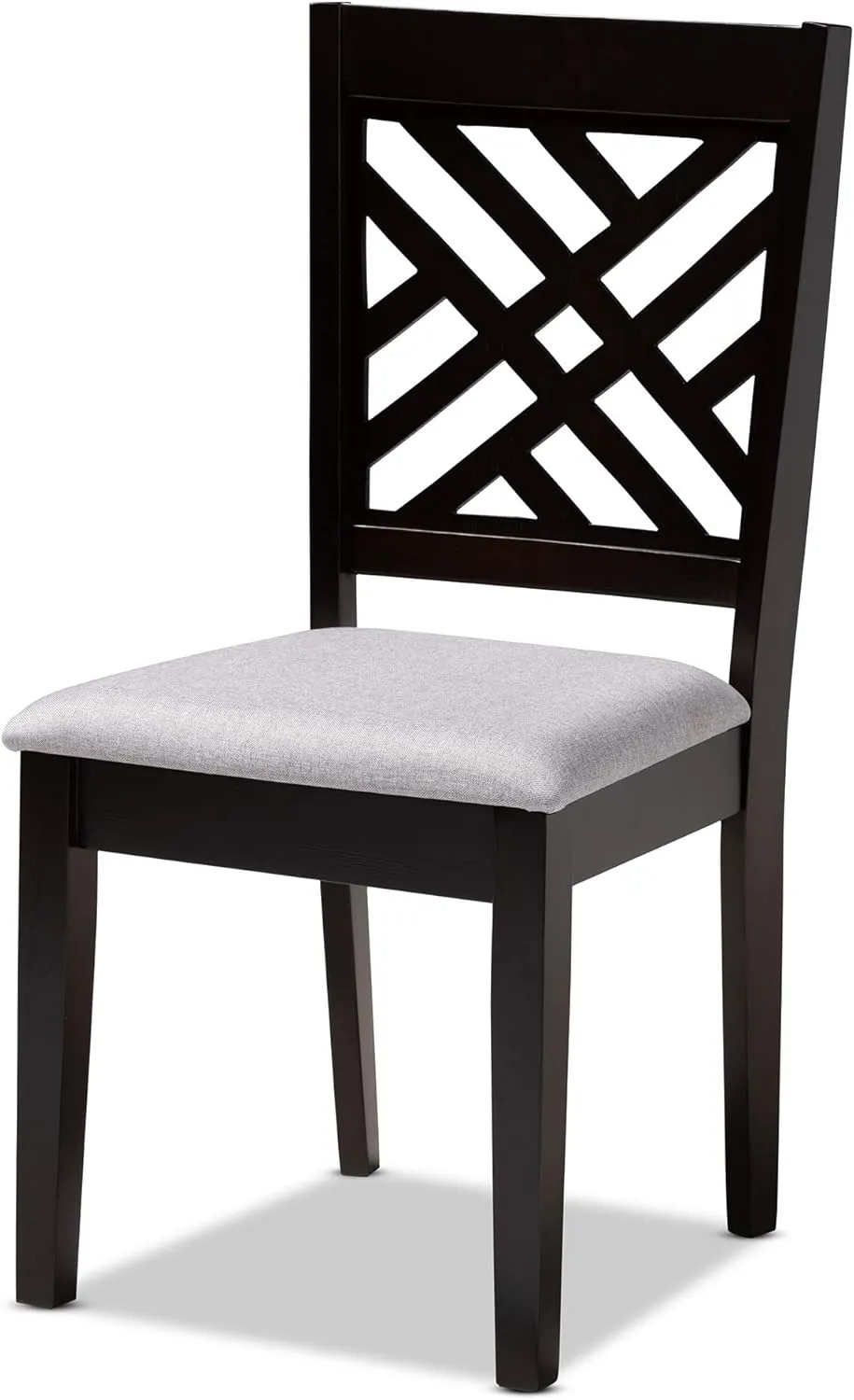 Baxton Studio Caron Dining Chair - Gray Fabric Upholstered, Espresso Brown Finished Wood