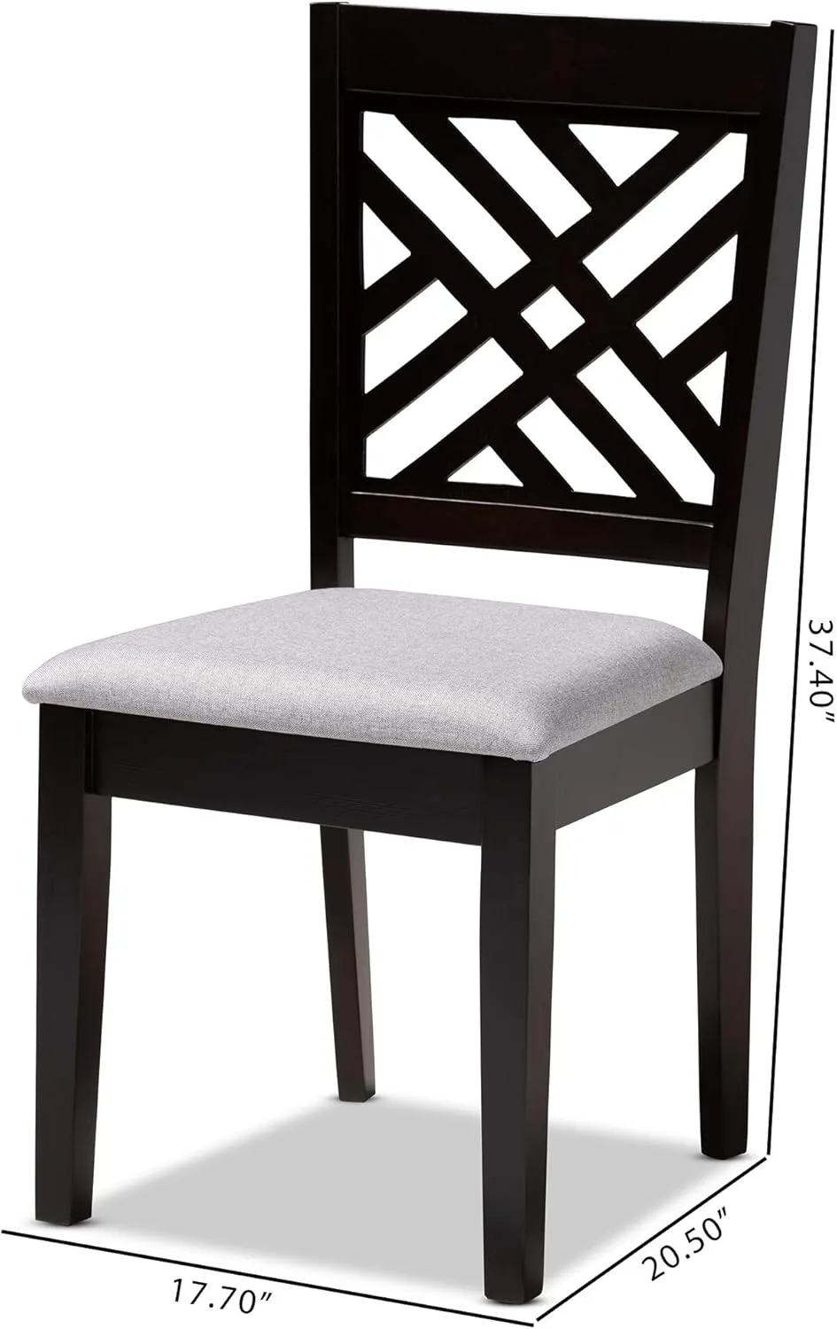 Baxton Studio Caron Dining Chair - Gray Fabric Upholstered, Espresso Brown Finished Wood