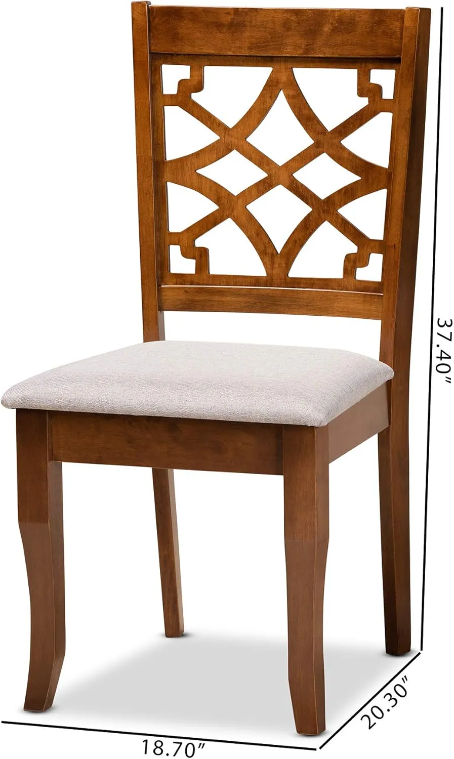 Baxton Studio Mael Dining Chair and Dining Chair Grey Fabric Upholstered and Walnut Brown Finished Wood 2-Piece Dining Chair Set