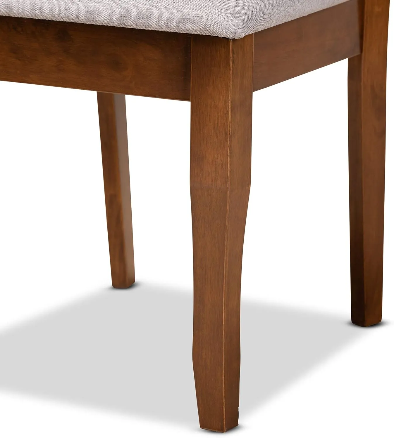 Baxton Studio Mael Dining Chair and Dining Chair Grey Fabric Upholstered and Walnut Brown Finished Wood 2-Piece Dining Chair Set