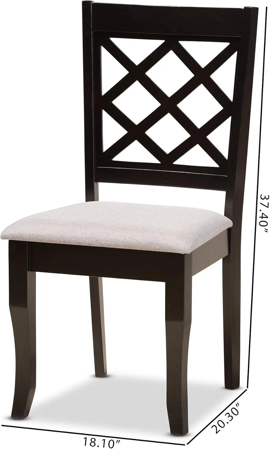 Baxton Studio Verner Dining Chair and Dining Chair Grey Fabric Upholstered and Dark Brown Finished Wood 2-Piece Dining Chair Set