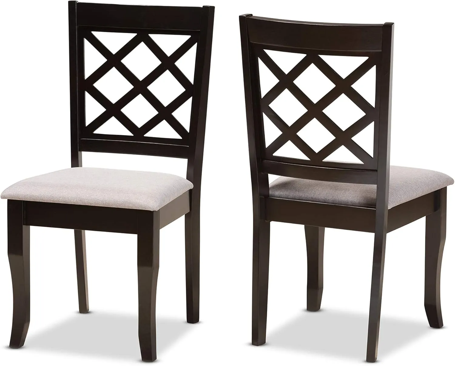 Baxton Studio Verner Dining Chair and Dining Chair Grey Fabric Upholstered and Dark Brown Finished Wood 2-Piece Dining Chair Set
