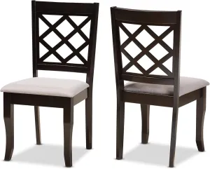 Baxton Studio Verner Dining Chair and Dining Chair Grey Fabric Upholstered and Dark Brown Finished Wood 2-Piece Dining Chair Set