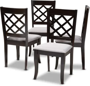 Baxton Studio Verner Dining Chair - Grey Fabric Upholstered, Espresso Brown Finished Wood