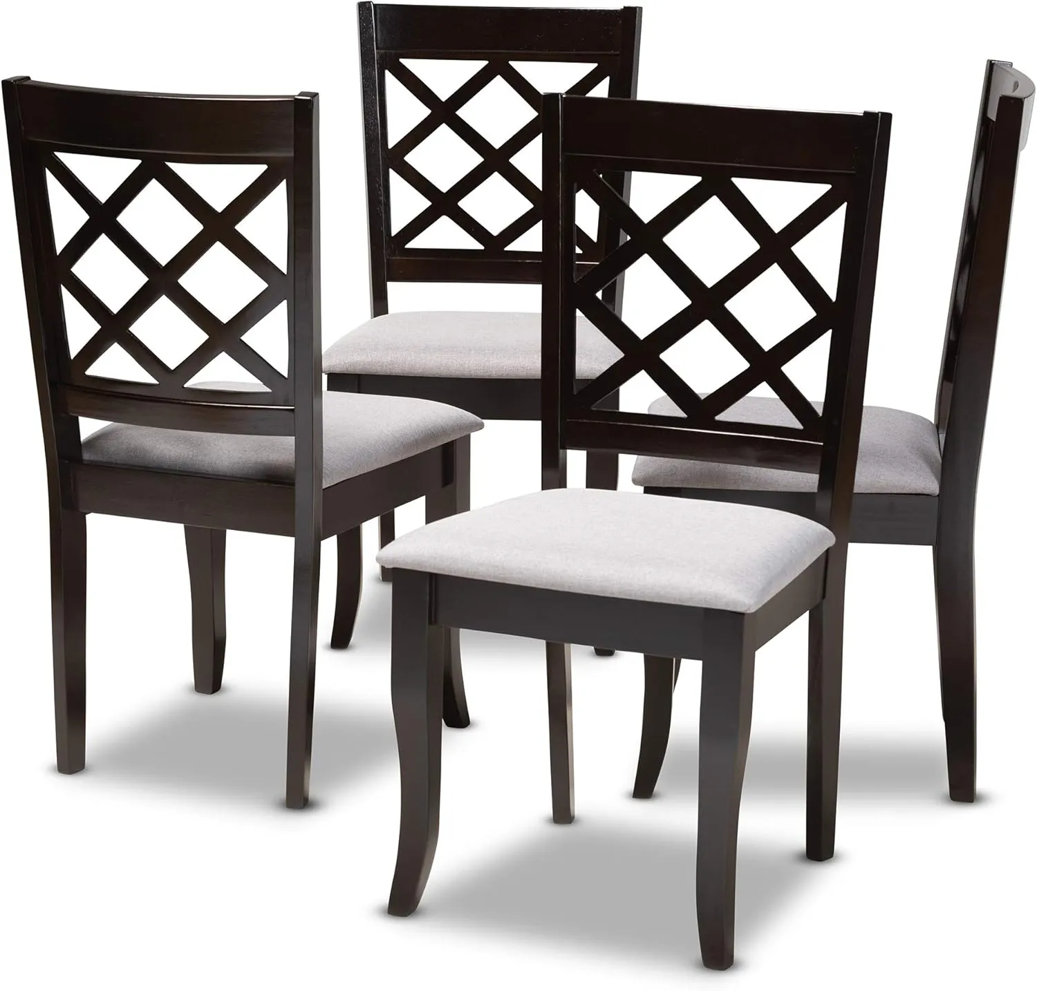 Baxton Studio Verner Dining Chair - Grey Fabric Upholstered, Espresso Brown Finished Wood