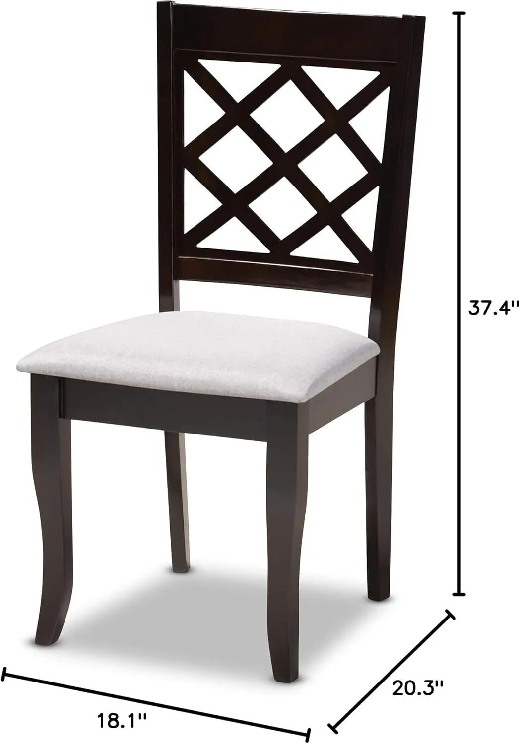 Baxton Studio Verner Dining Chair - Grey Fabric Upholstered, Espresso Brown Finished Wood