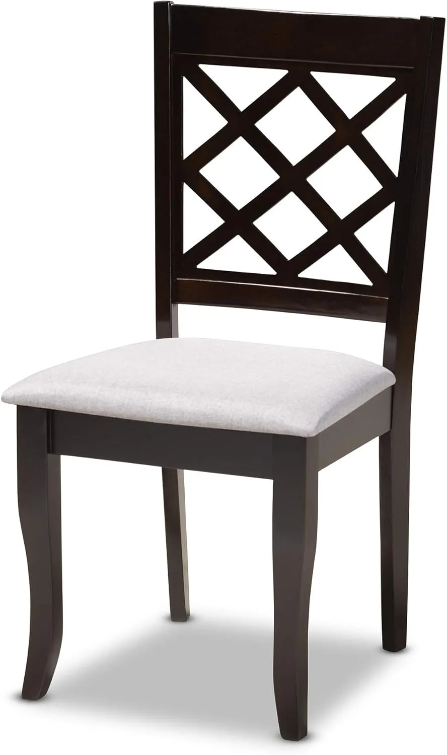 Baxton Studio Verner Dining Chair - Grey Fabric Upholstered, Espresso Brown Finished Wood