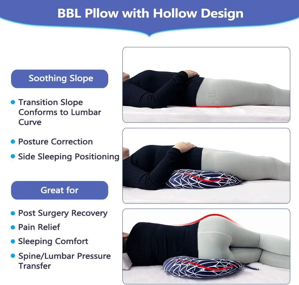 BBL Pillow After Surgery Brazilian Butt Lift Pillow Post Surgery Recovery for Sitting Sleeping Driving Booty Butt Pillows for Women Lumbar Back Hip Cushion Seat Support Foam BBL Wedge Pillow