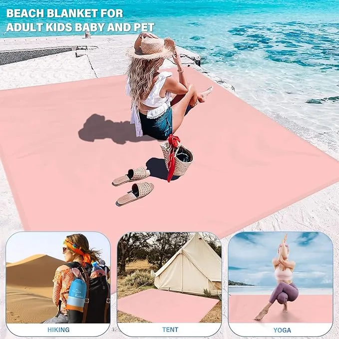 Beach Blanket Oversized Extra Large 10'X 9',Waterproof Sandproof Beach Blanket 2-8Adults Lightweight Durable for Travel Camping Hiking Picnic