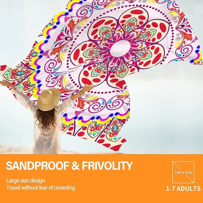 Beach Blanket Oversized Extra Large78 X 81",Waterproof Sandproof Beach Blanket 1-7 Adults Lightweight Durable for Travel Camping Hiking Picnic