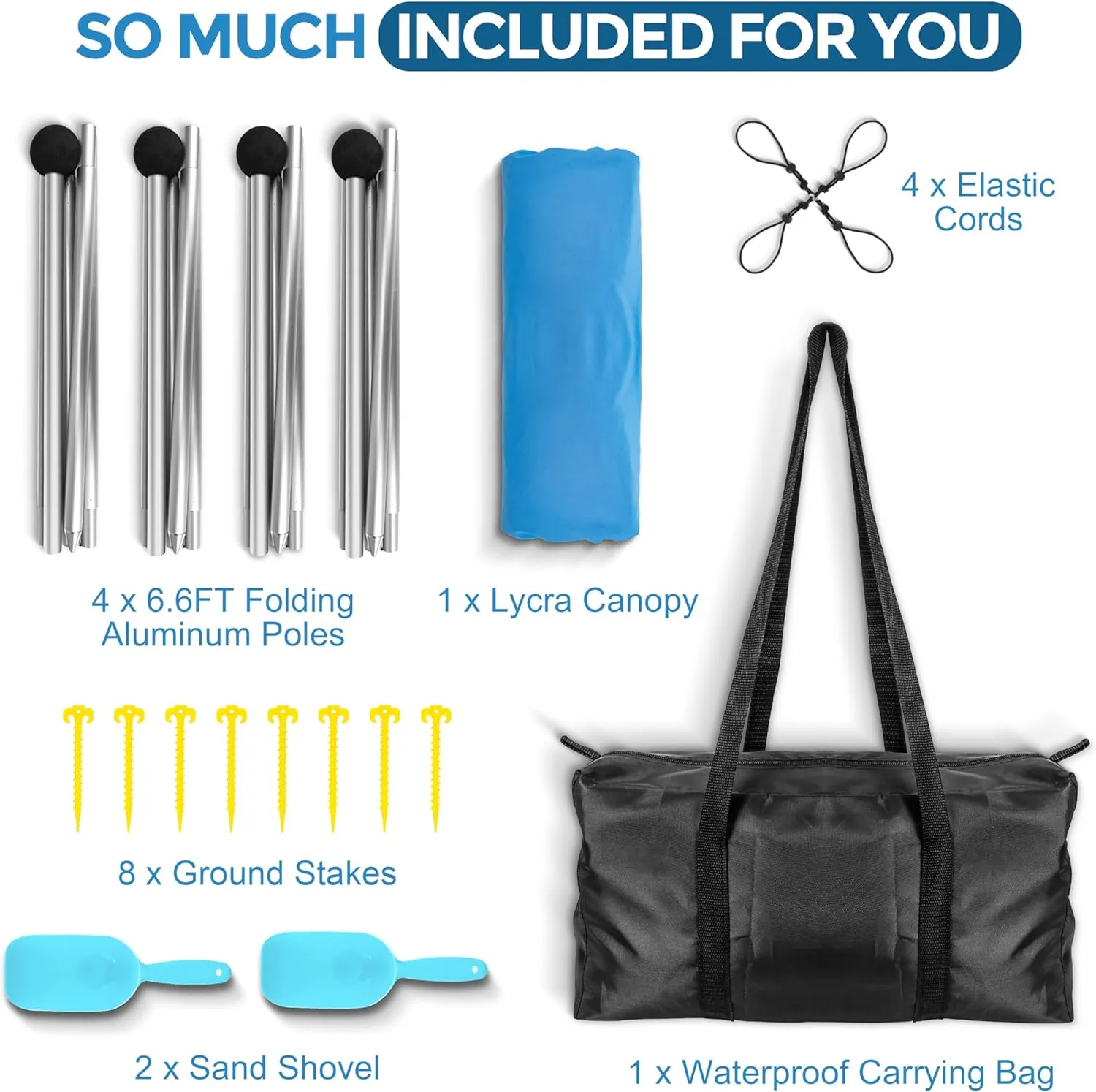 Beach Canopy Beach Tent Pop Up Shade 10x10ft Sun Shelter UPF50  with 8 Sandbags-2 Sand Shovel-4 Aluminum Poles-Ground Pegs-Portable Carrying Bag for Outdoor Family Camping Fishing Yard Picnic