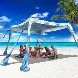 Beach Canopy Beach Tent Pop Up Shade 10x10ft Sun Shelter UPF50  with 8 Sandbags-2 Sand Shovel-4 Aluminum Poles-Ground Pegs-Portable Carrying Bag for Outdoor Family Camping Fishing Yard Picnic