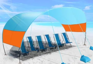 Beach Canopy Sun Shade, Beach Shade Canopy Wind Sail Camping Sun Shelter Outdoor Beach Tent Sun Shelter Easy Set Up Beach Canopy for Camping, Backyard, Fishing and Picnics (Patent Pending)