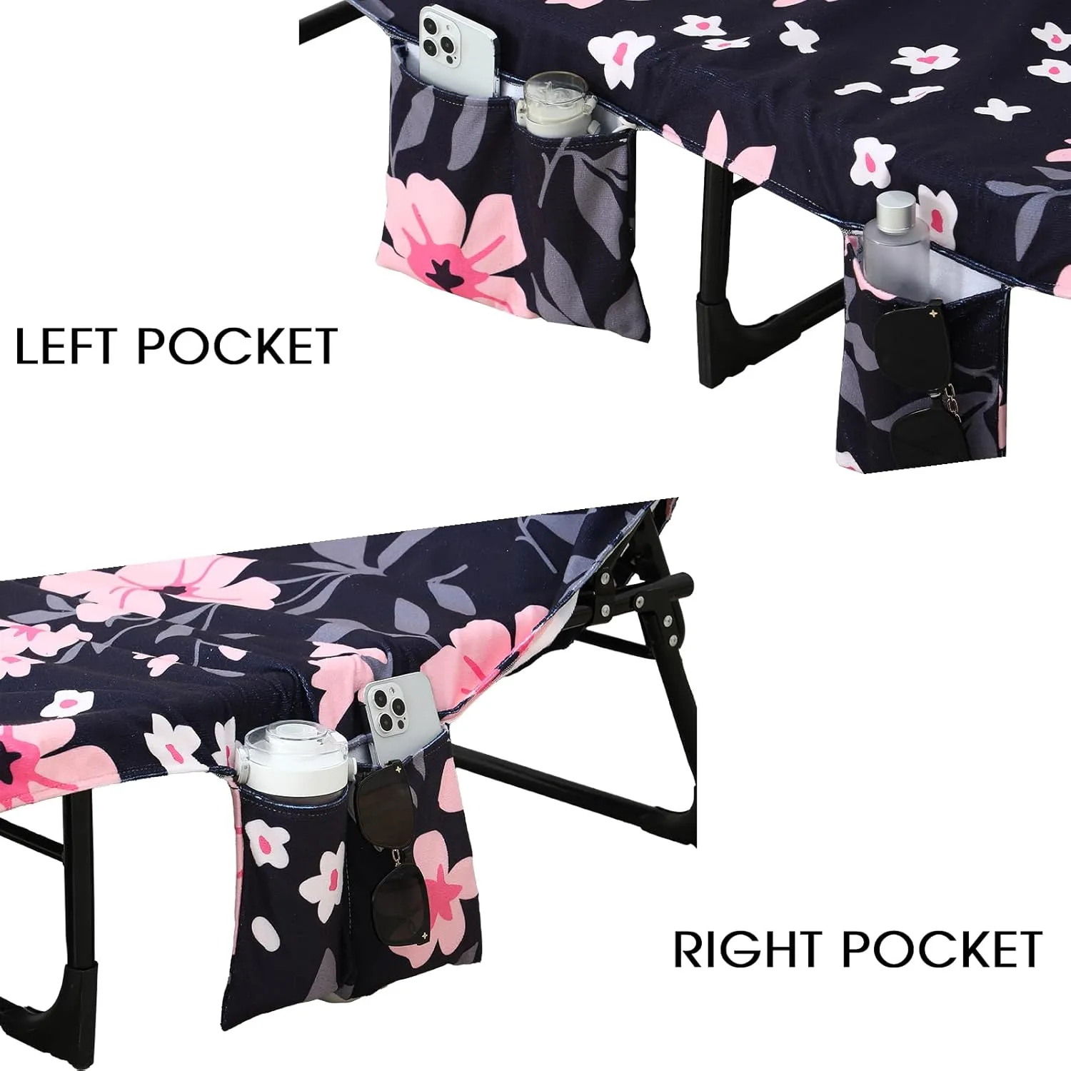 Beach Lounge Chair Towel Cover,Soft Microfiber Chaise Lounge Towel Cover Patio Pool Chairs Cover with Side Pockets,80" x 26" Chair Cover for Beach/Pool Sunbathing Holiday (Flower)