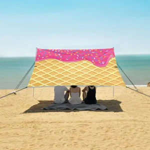 Beach Shade Tent with UPF50  UV Protection,Strawberry Ice Cream Pattern Lightweight Camping Sun Shelter for Outdoor,Camping Trips, Fishing, Backyard,Picnics,Easy Set Up and Carry 9x10.5 FT