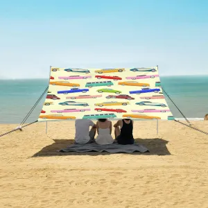 Beach Shade Tent with UPF50  UV Protection,Vintage Cars Limousine Pattern Lightweight Camping Sun Shelter for Outdoor,Camping Trips, Fishing, Backyard,Picnics,Easy Set Up and Carry 9x10.5 FT
